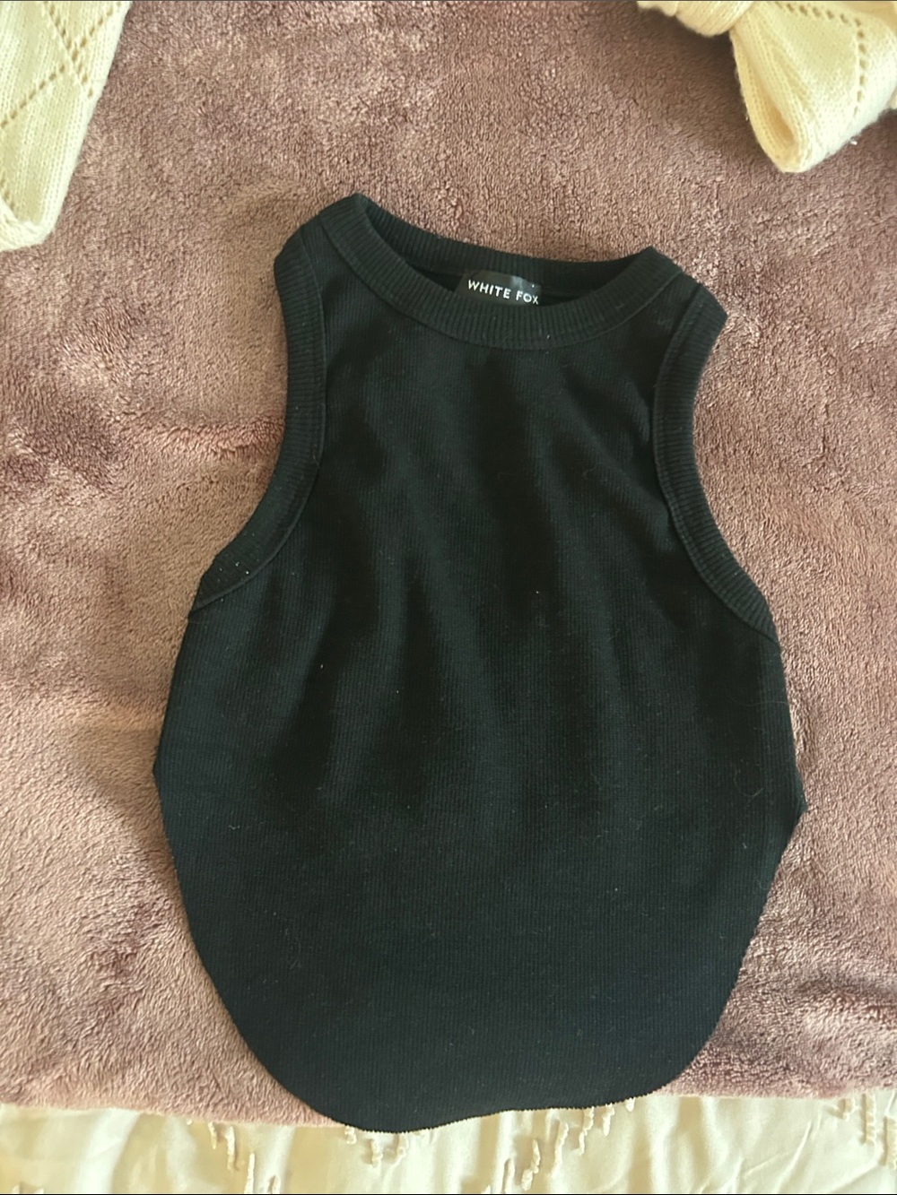 White Fox Boutique Black Ribbed Crop Tank Top
